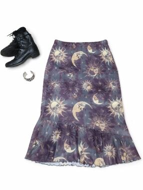 Cosmic Aura Celestial Skirt XL Moon Sun Gothic Y2K